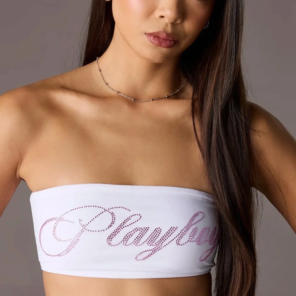 PLAYBOY White Strapless Bandeau Bikini